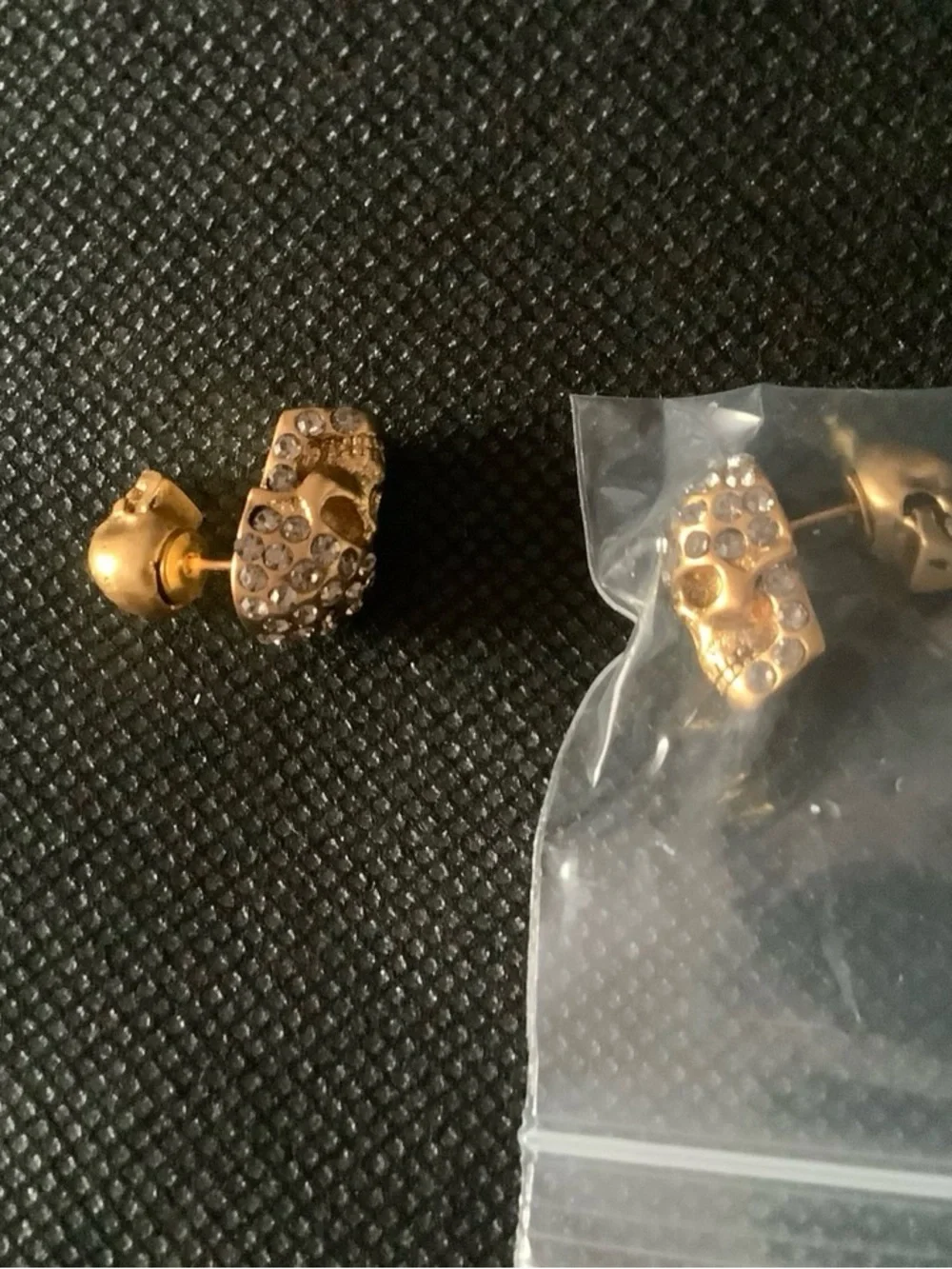 Alexander McQueen Gold Skull Cufflinks with Crystal Accent